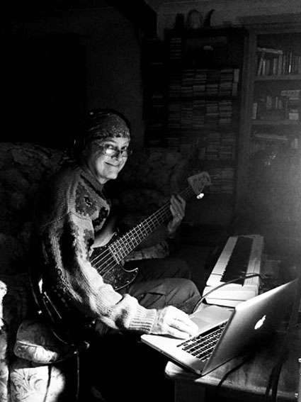 tony king playing bass in the moonlight cactus studio